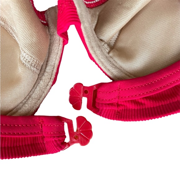 Fit System vintage underwire bikini top ribbed fire engine red BoxA size 10 - Picture 5 of 9